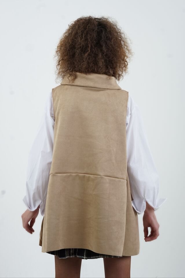 Koyu Bej Cepli Nubuk Bluz