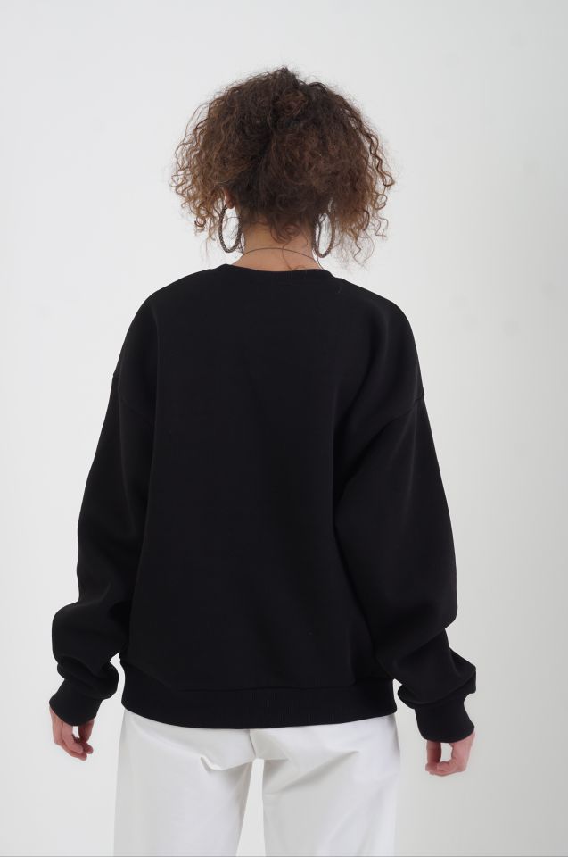 Siyah Vermont Kaplan Baskılı Sweat