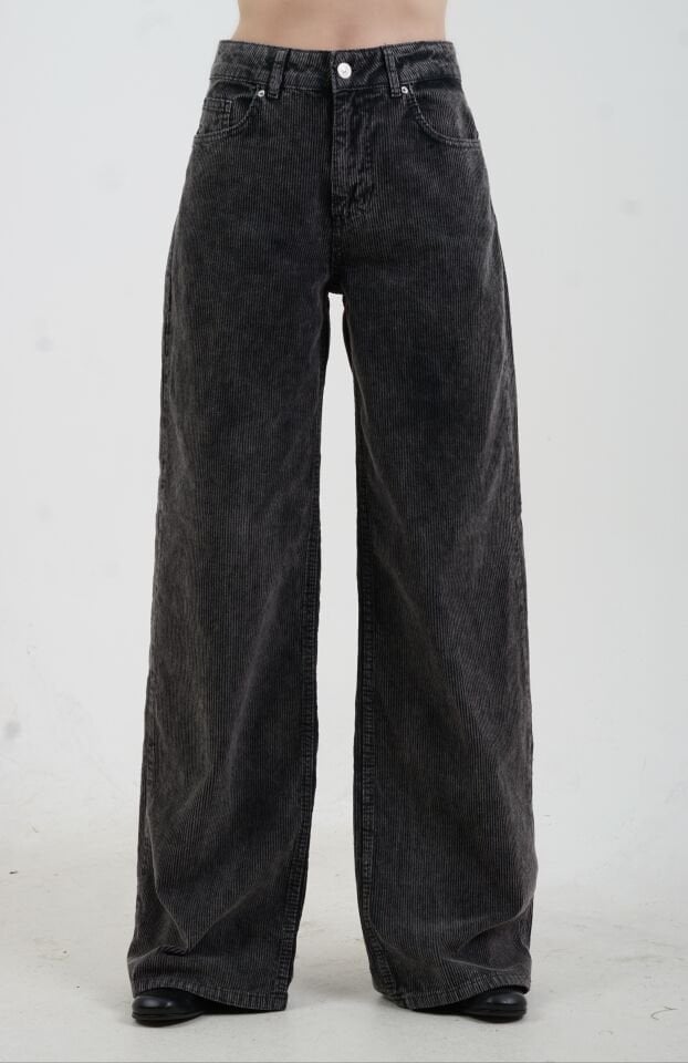 Füme Kar Yıkama Kadife Pantolon