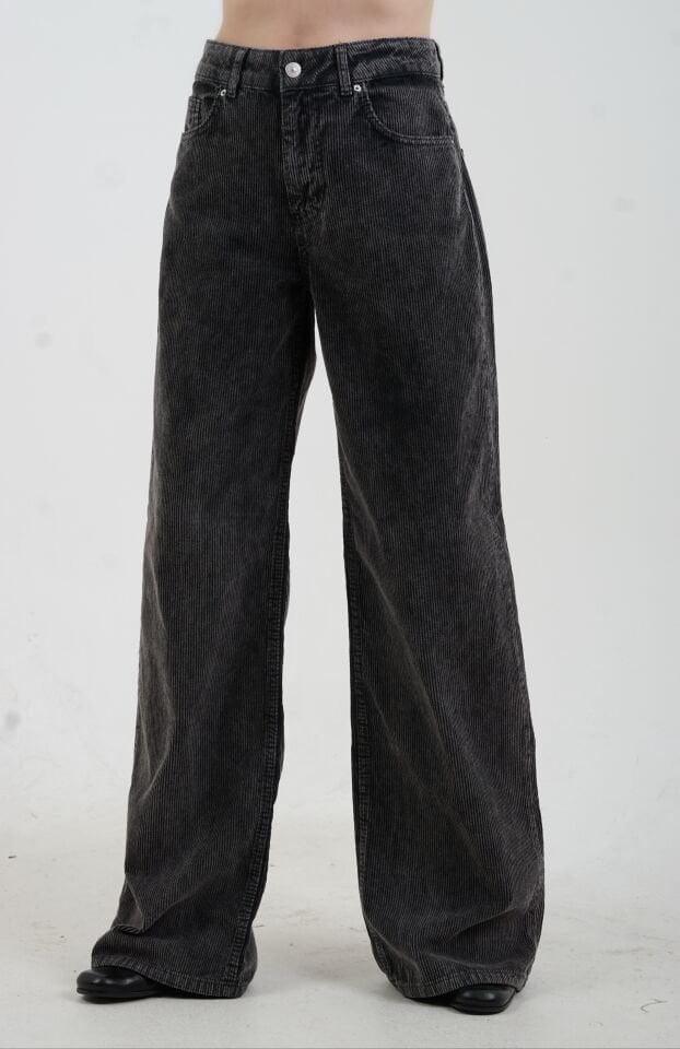 Füme Kar Yıkama Kadife Pantolon