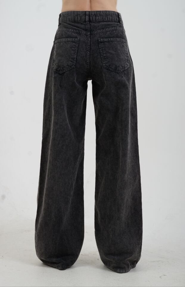 Füme Kar Yıkama Kadife Pantolon