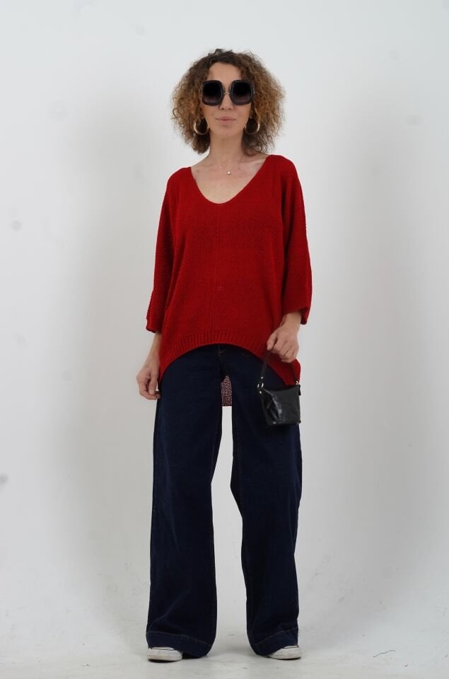 Koyu Kırmızı Pike Örgü Triko