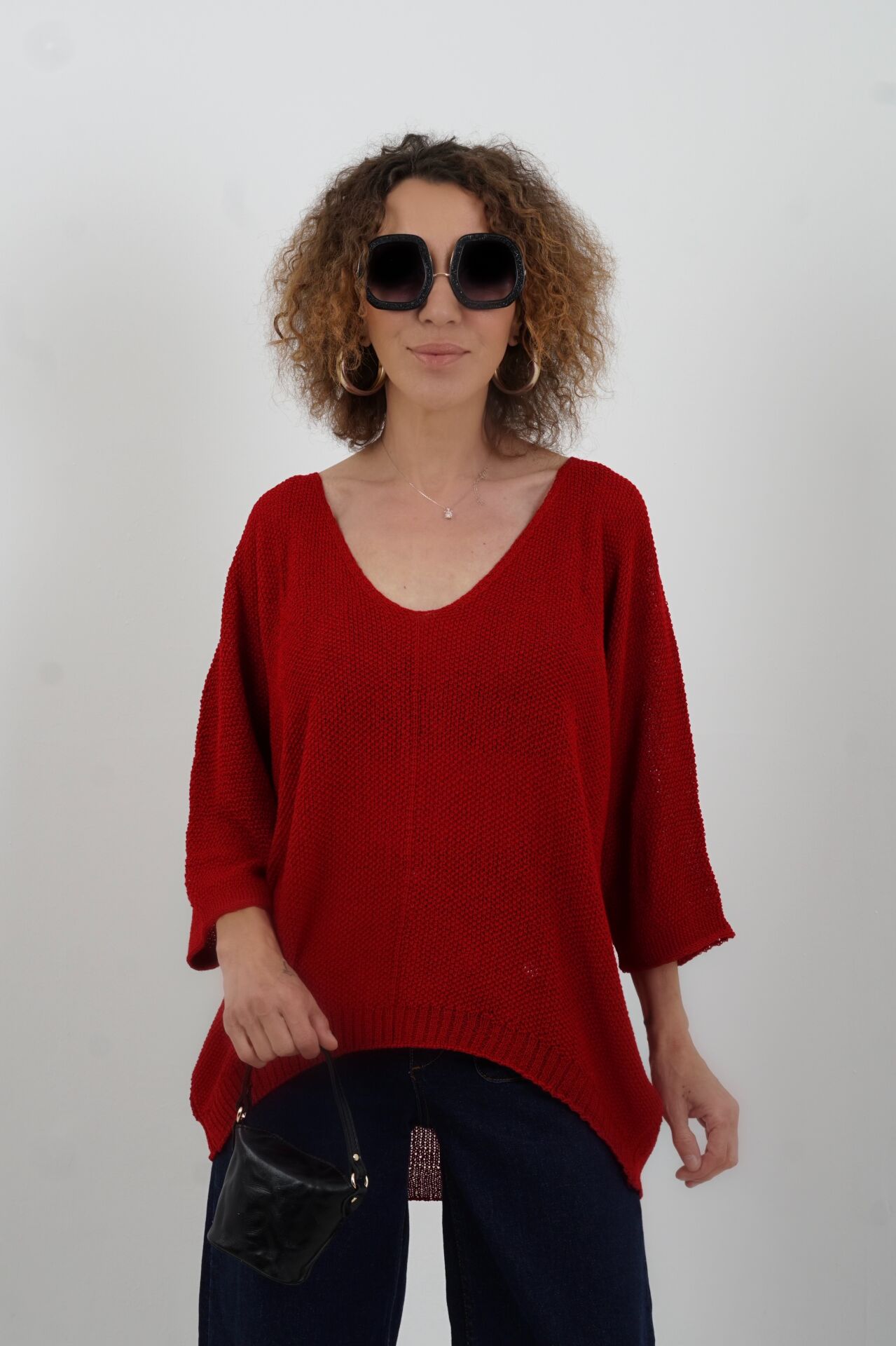 Koyu Kırmızı Pike Örgü Triko