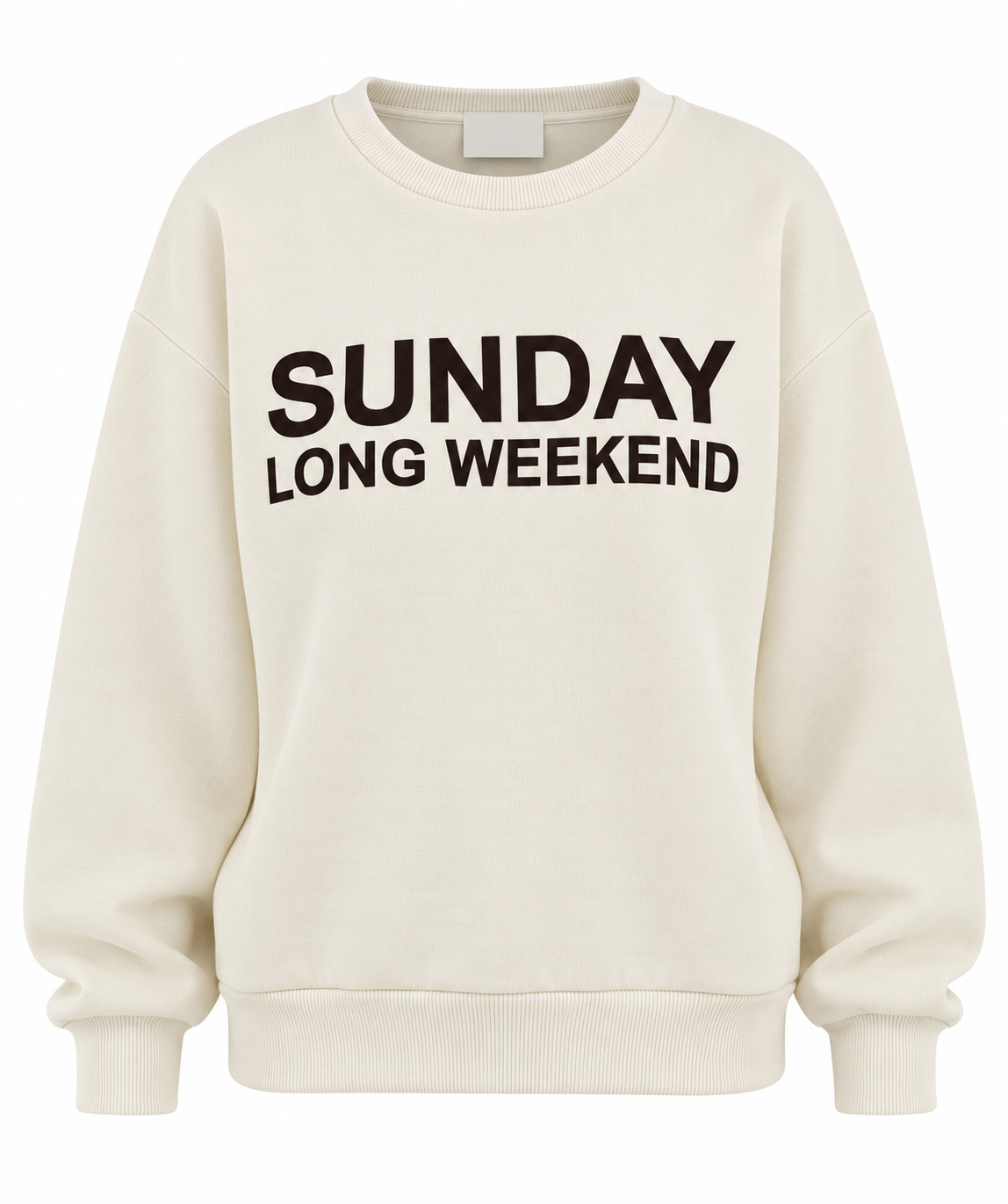 Bej Sunday Baskılı Bisiklet Yaka Sweatshirt