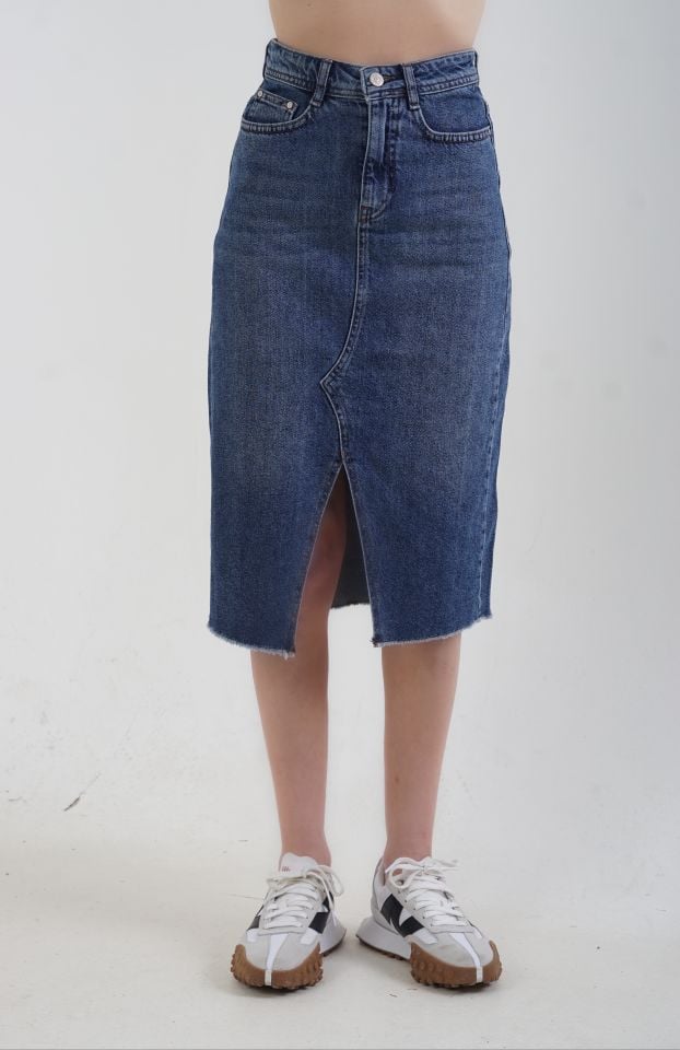 Saçaklı Denim Etek