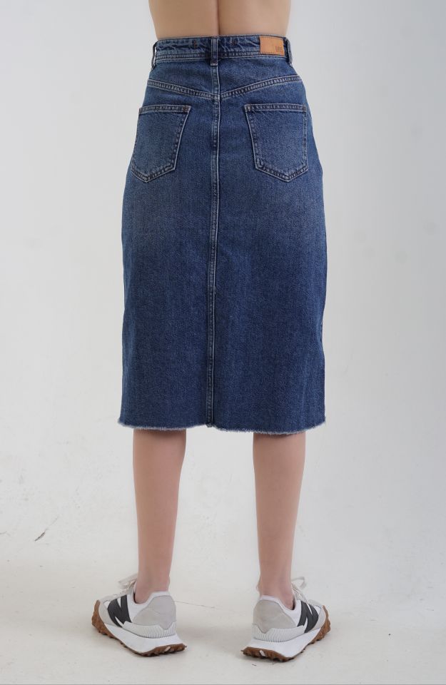 Saçaklı Denim Etek