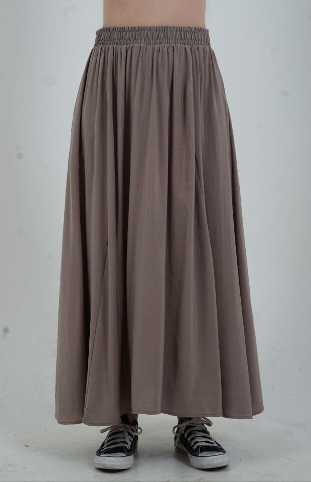 Açık Vizon Tensel Uzun Etek