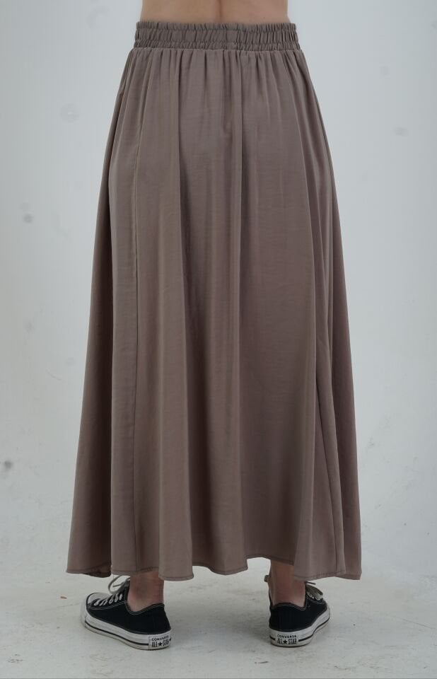 Açık Vizon Tensel Uzun Etek