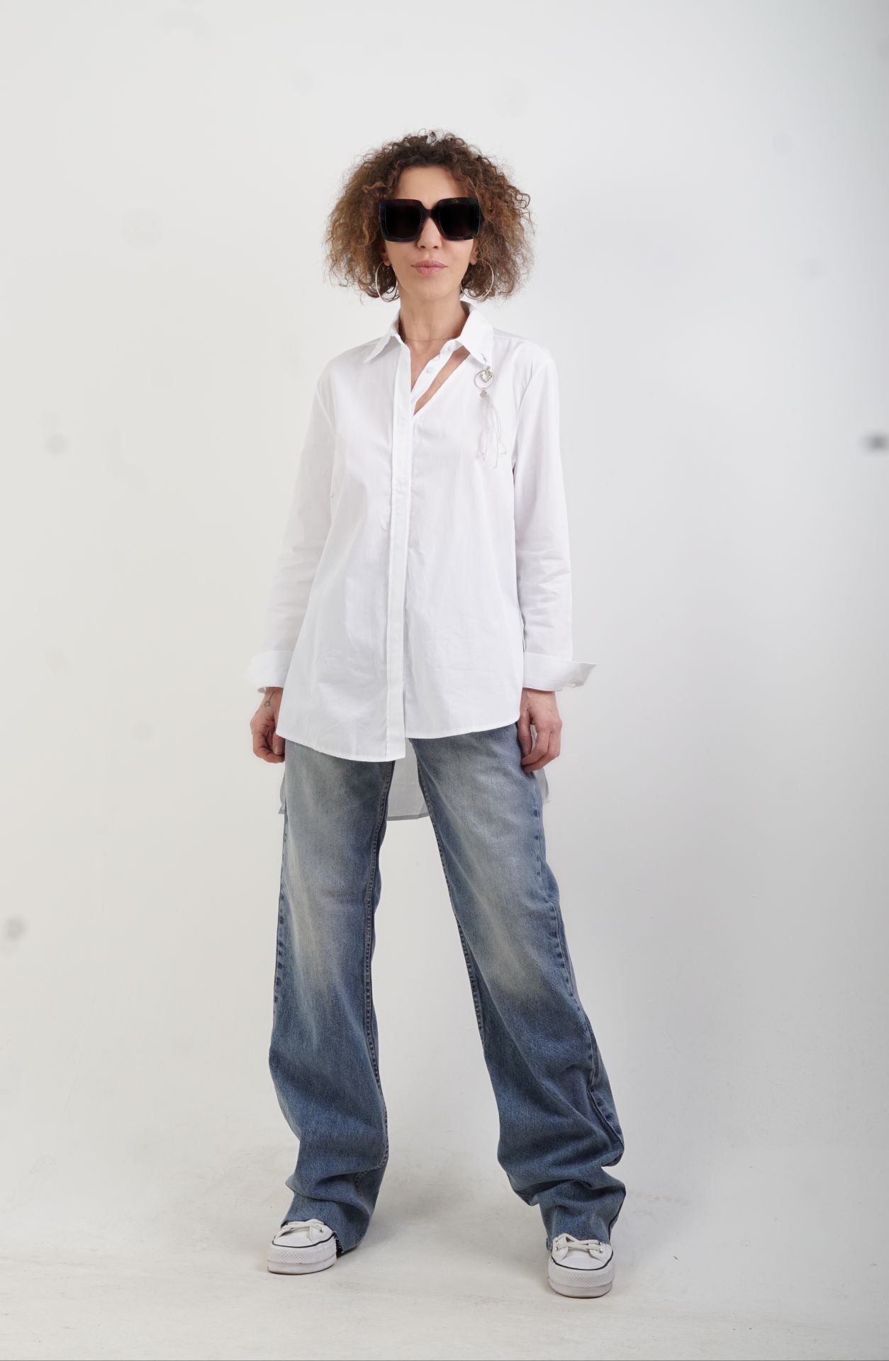 Buz Mavi Palazzo Jean Pantolon