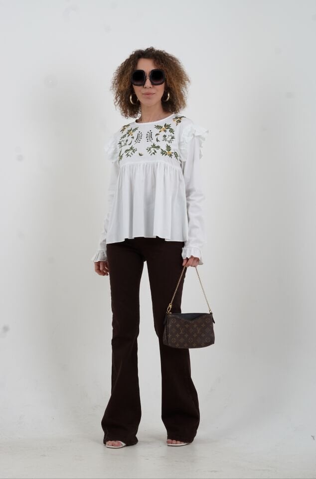 Green Nakışlı Gömlek