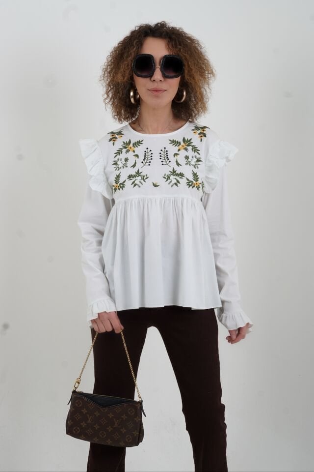 Green Nakışlı Gömlek