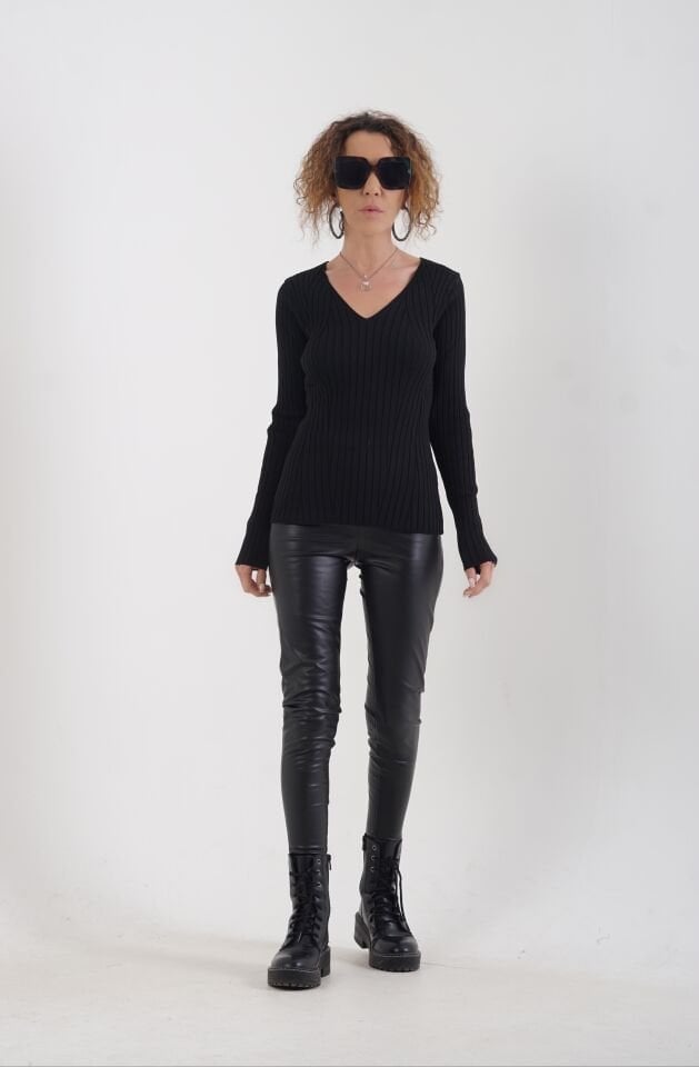 V Yakalı Fitilli Kazak