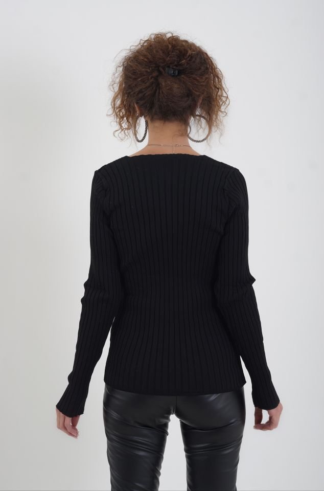 V Yakalı Fitilli Kazak