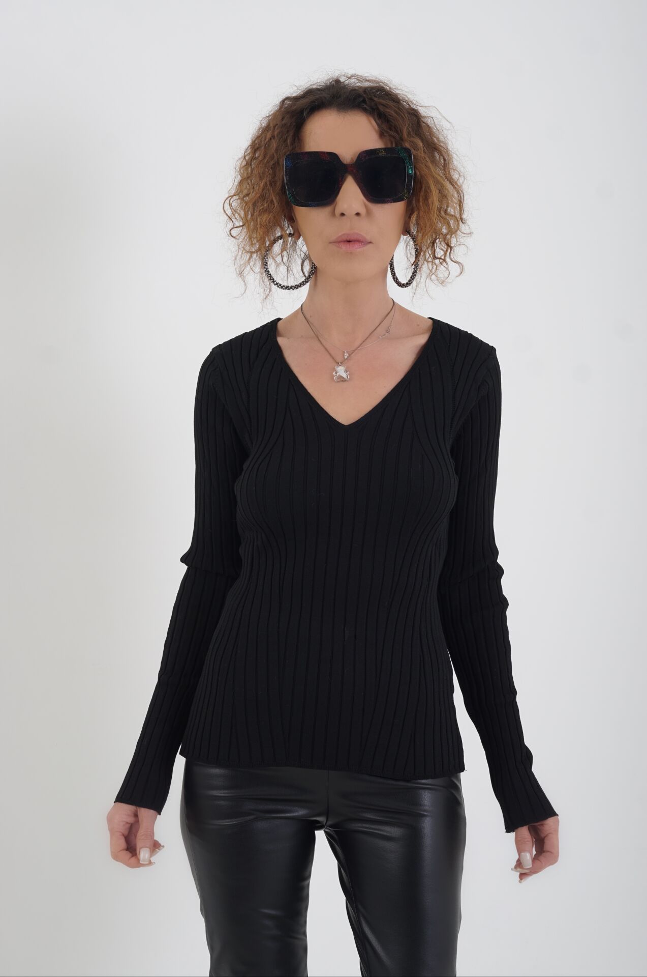 V Yakalı Fitilli Kazak