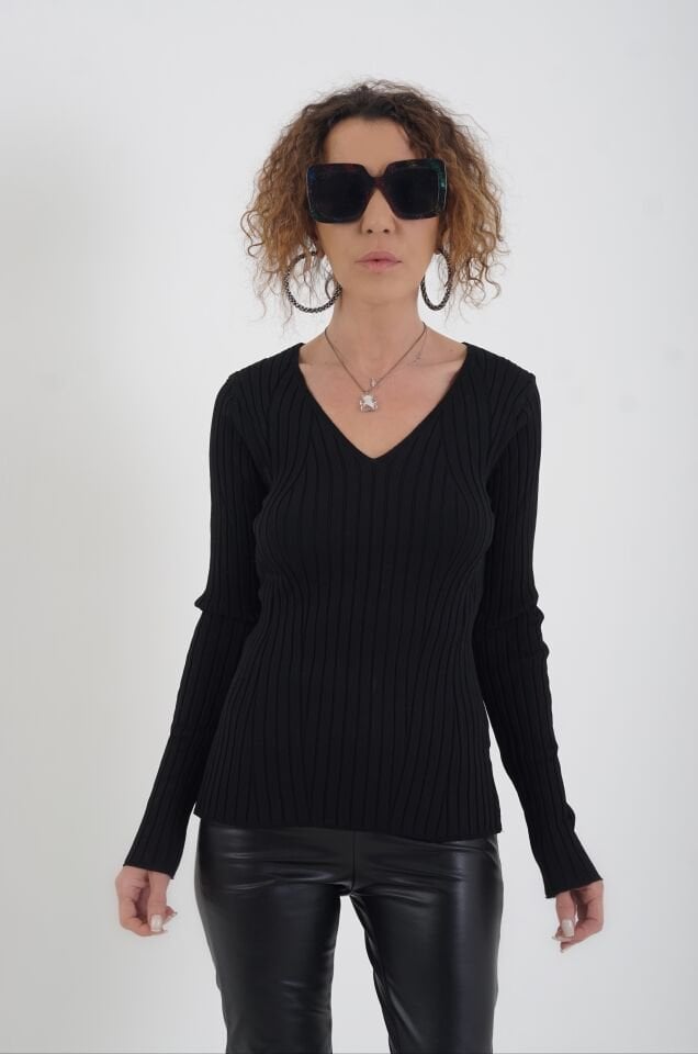 V Yakalı Fitilli Kazak