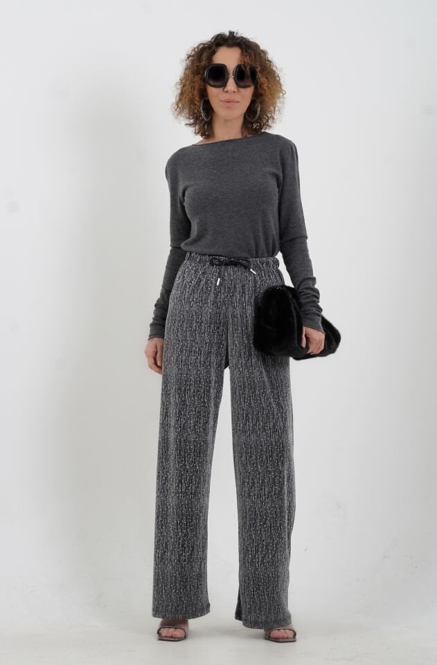 Füme Melanj Kayık Yaka Kaşmirli Triko Kazak