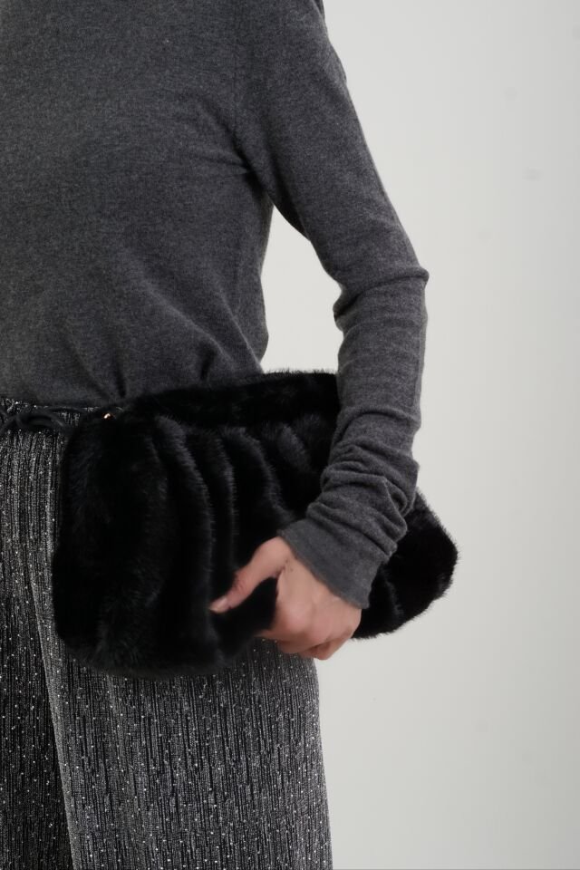 Füme Melanj Kayık Yaka Kaşmirli Triko Kazak