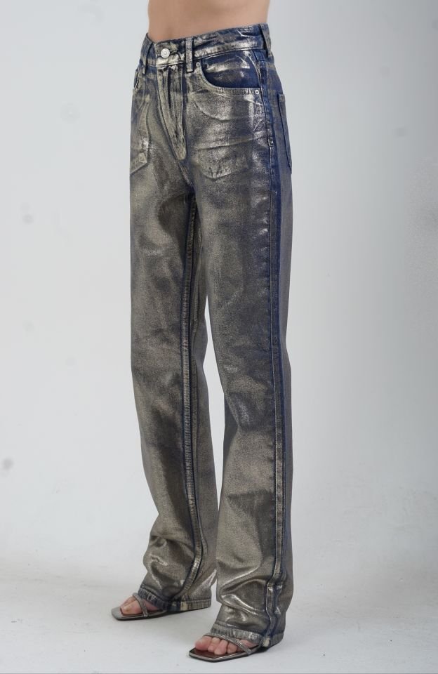 Gold Varak Baskılı Stright Jean Pantolon