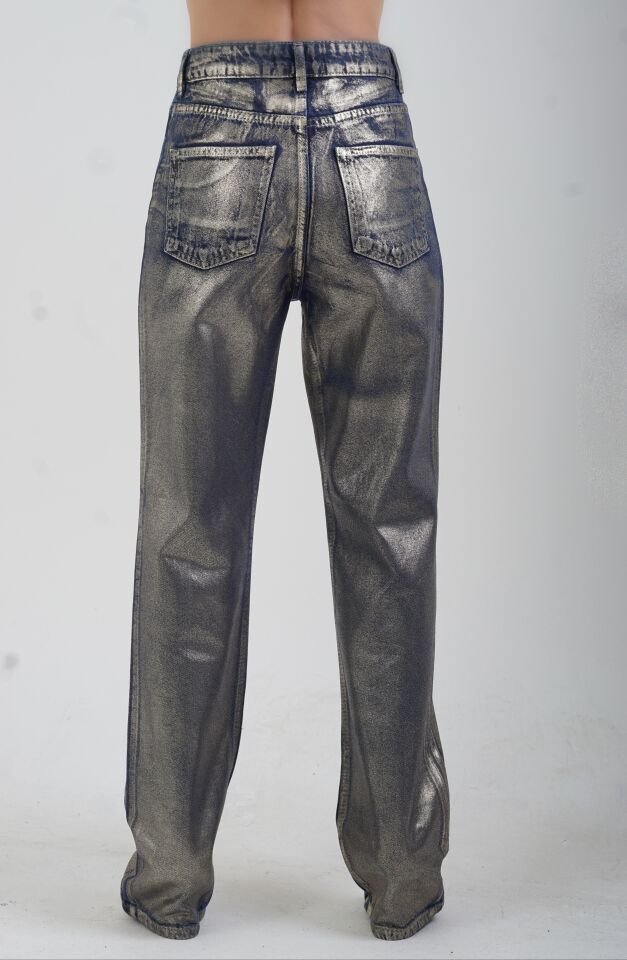 Gold Varak Baskılı Stright Jean Pantolon