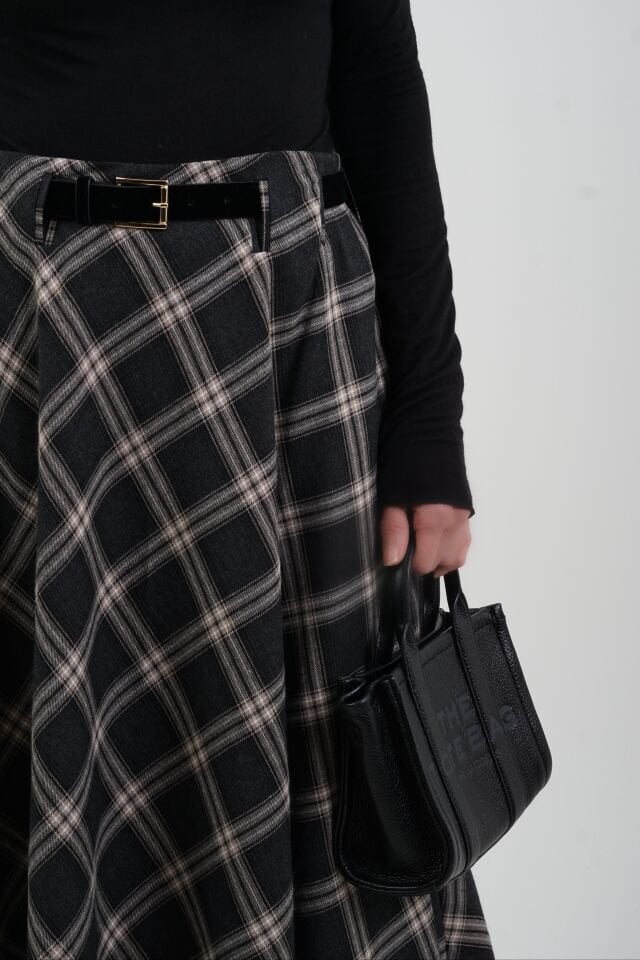 Füme Vizon Kemerli Cepli Ekose Etek