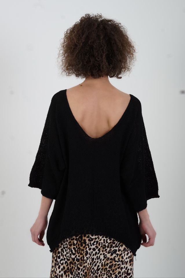 Siyah Pike Örgü Triko