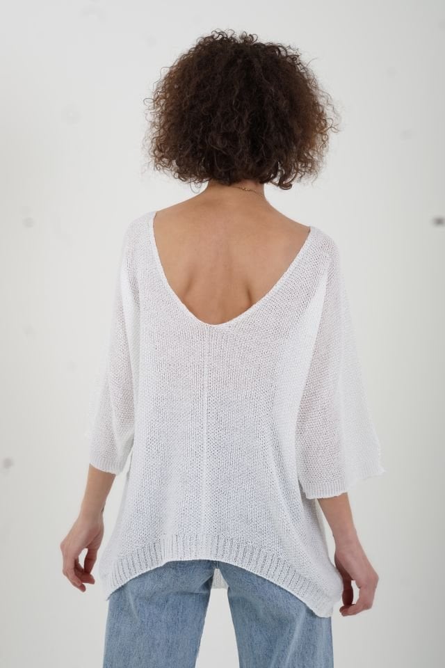 Beyaz Pike Örgü Triko