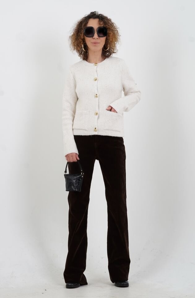 Kahve Flok Kaplama Flare Pantolon