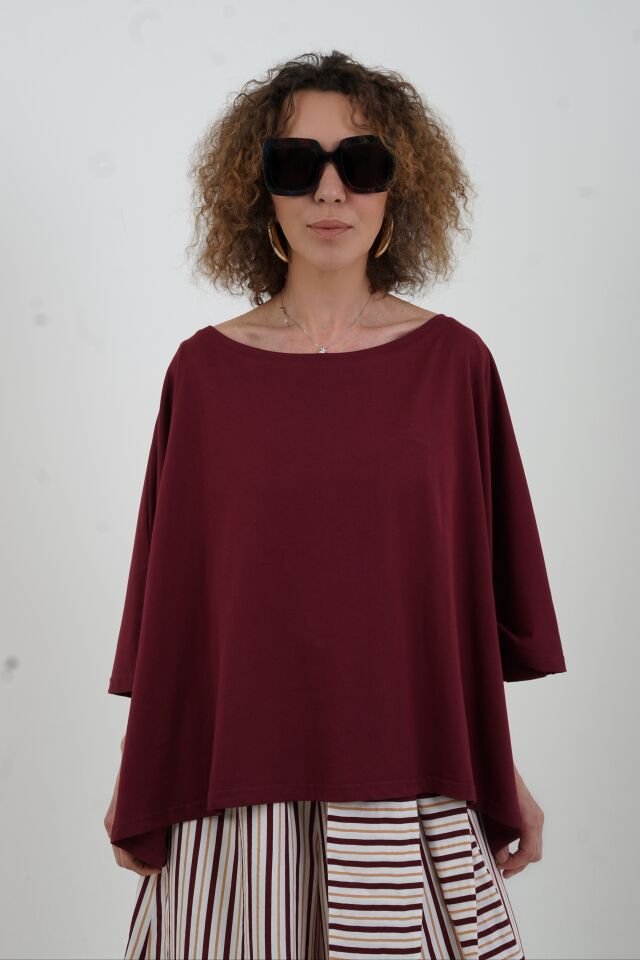 Bordo Salaş Kare Tshirt