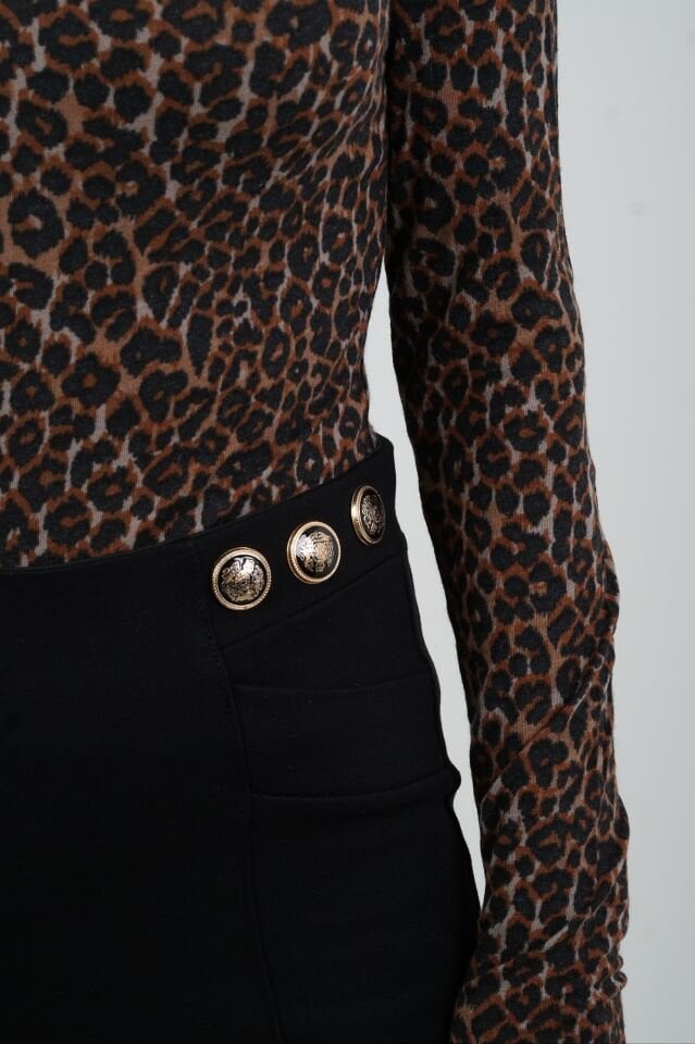 Siyah Çıt Çıt Detaylı Toparlayıcı Tayt