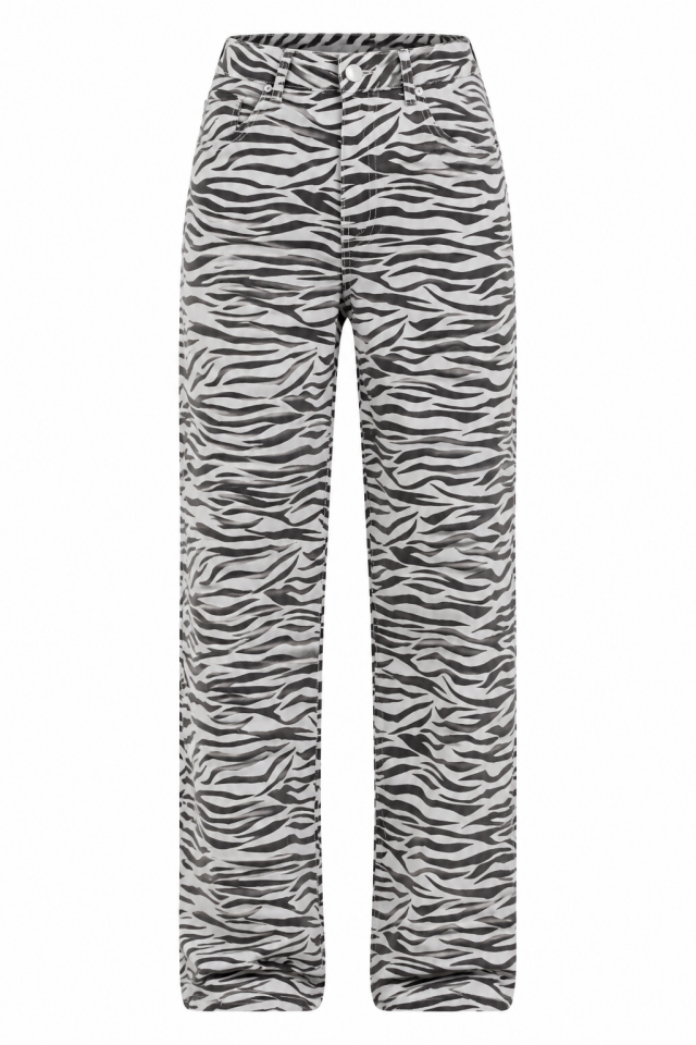 Zebra Desenli Denim Pantolon
