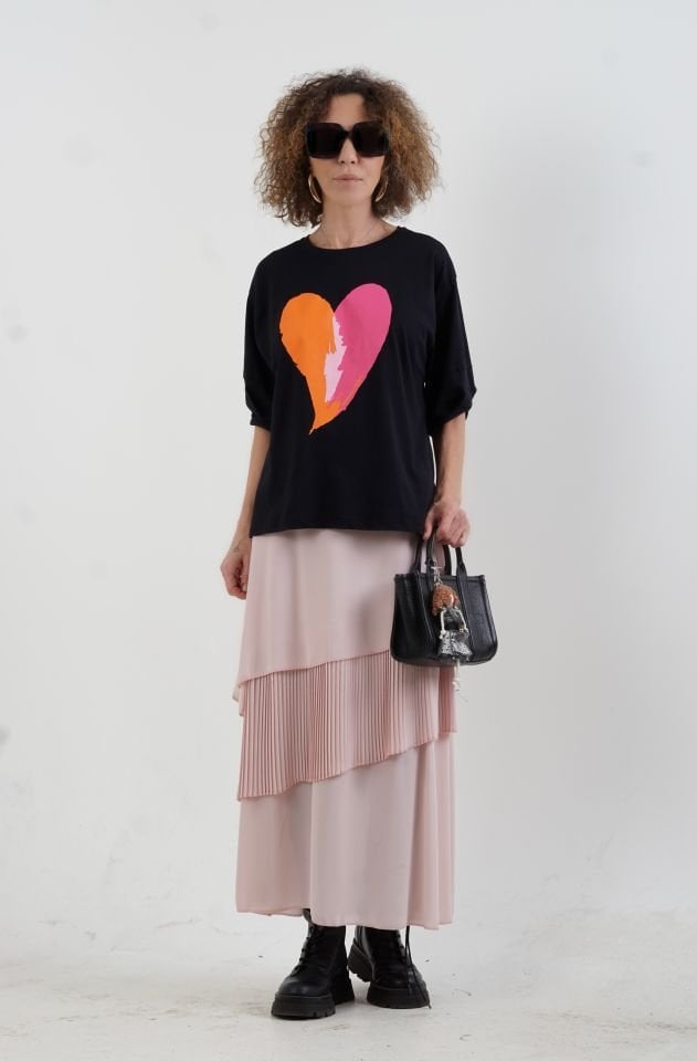 Volanlı 3 Katlı Etek PUDRA - L