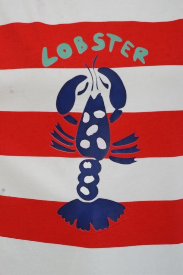Kırmızı Çizgili Lobster Baskılı Oversize Tshirt