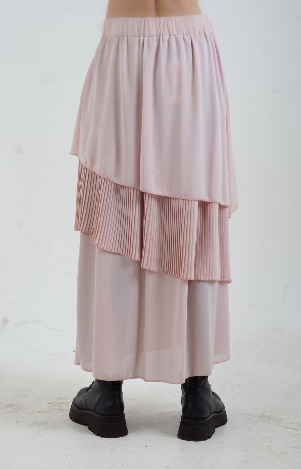 Volanlı 3 Katlı Etek PUDRA - S
