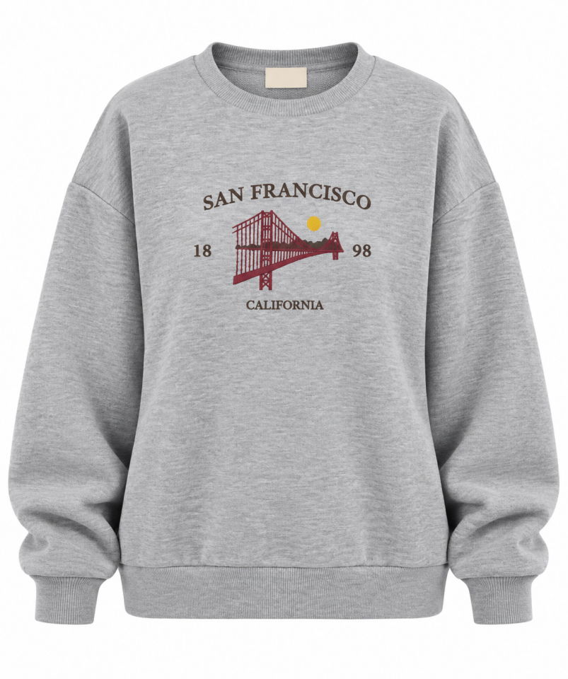 San Francisco Nakışlı Arkası Fermuarlı Oversize Sweatshirt