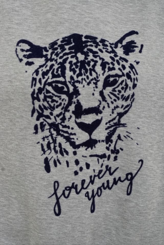 Kaplan Baskılı Tshirt Detaylı Oversize Sweatshirt