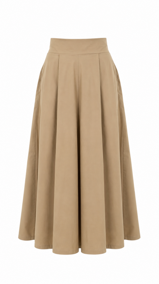 Camel Pileli Pantolon Etek