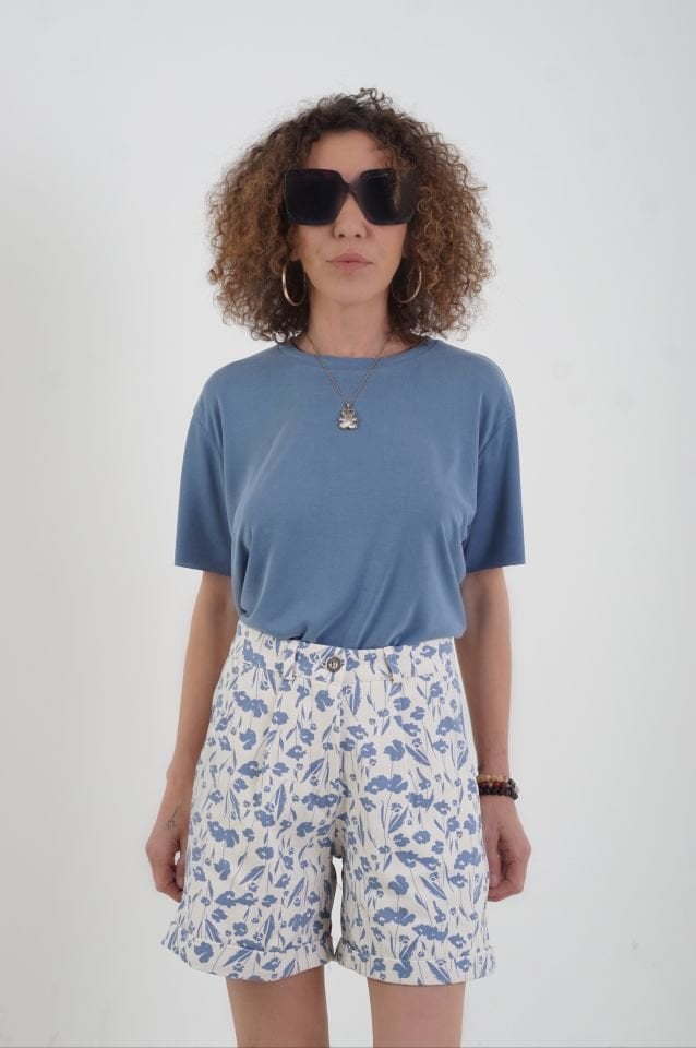 İndigo Oslo Modal Kumaş O Yaka Tshirt