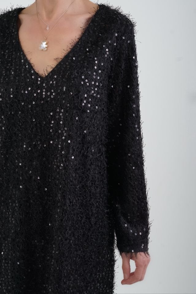 Saçaklı Pul Payet Elbise