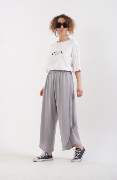 Ekru Cool O Yaka Baskılı Taşlı Oversize Salaş Tshirt