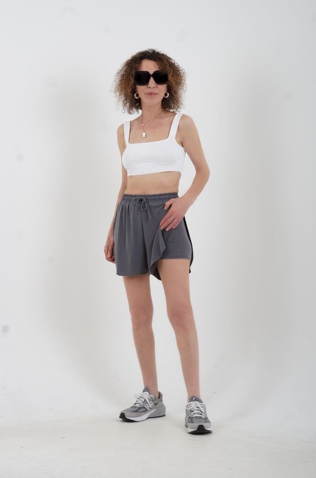 Füme Modal İçi Boxer Yırtmaçlı Şort