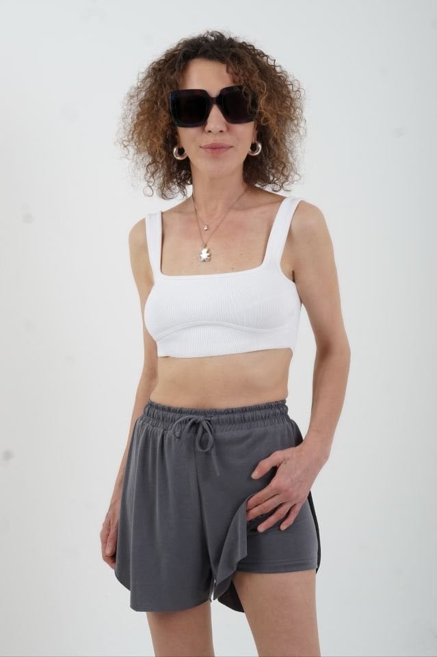Füme Modal İçi Boxer Yırtmaçlı Şort