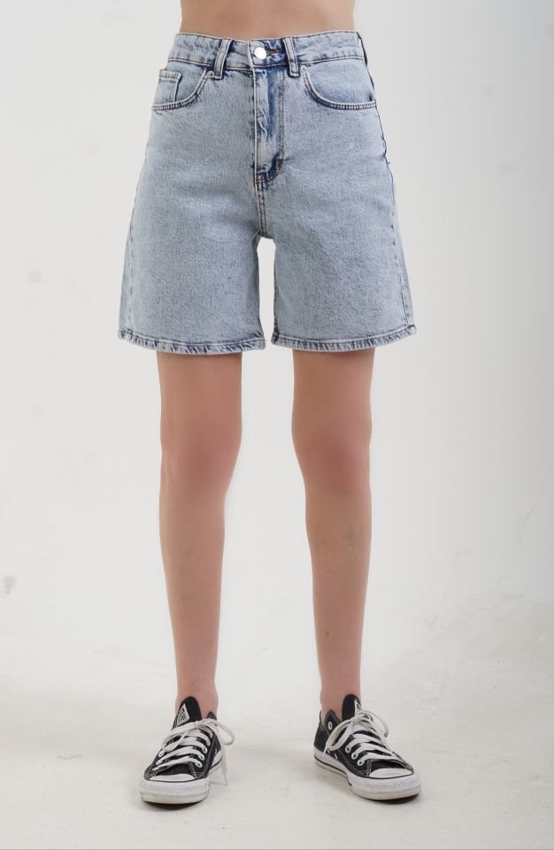 Buz Mavi Relax Denim Şort