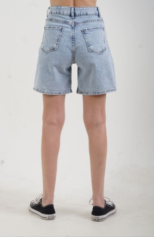 Buz Mavi Relax Denim Şort