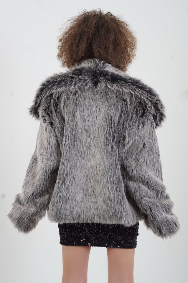 Gri Fox Suni Kürk Ceket