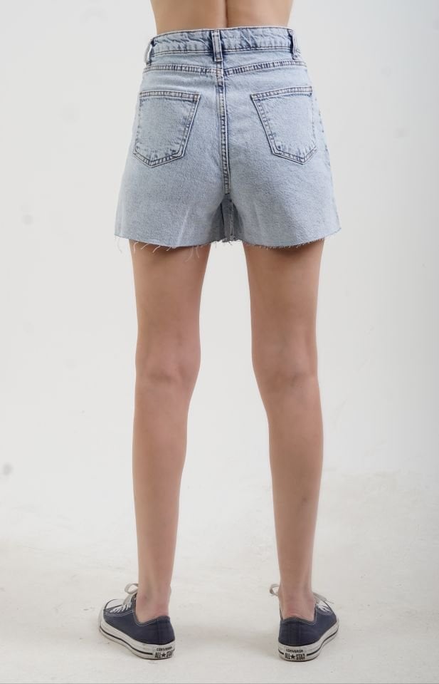 Buz Mavi Anvelop Denim Şort Etek