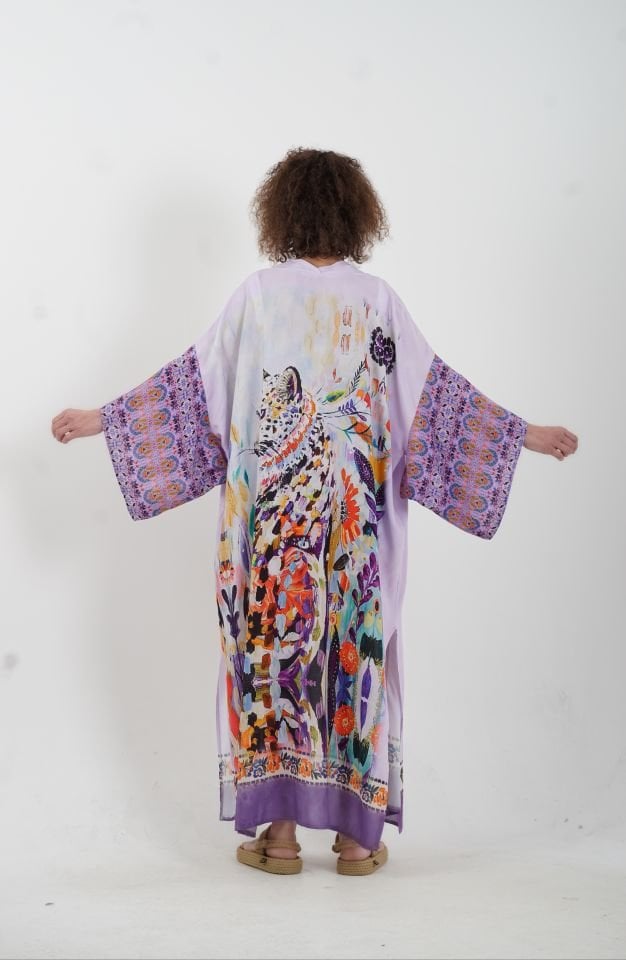 Mor Kenya Kaplan Desenli Kimono