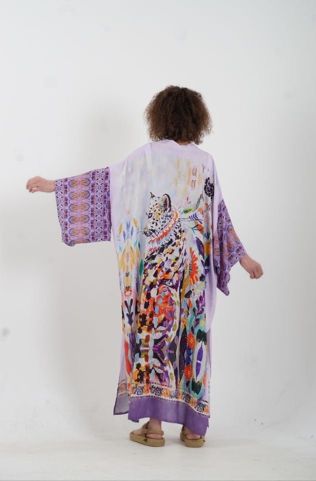 Mor Kenya Kaplan Desenli Kimono