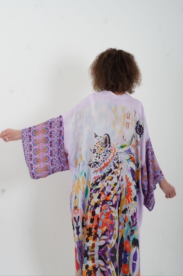 Mor Kenya Kaplan Desenli Kimono