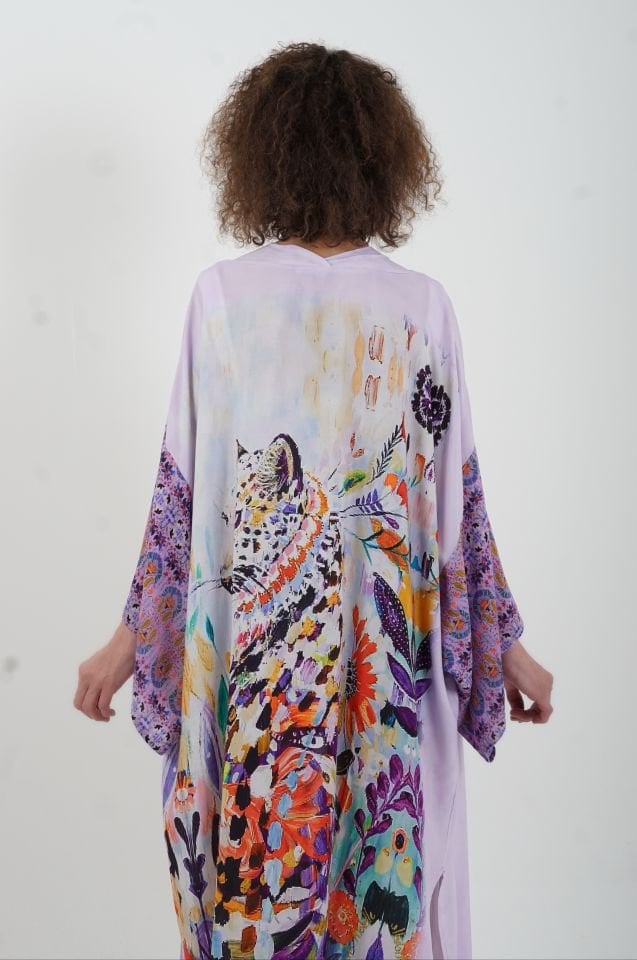 Mor Kenya Kaplan Desenli Kimono