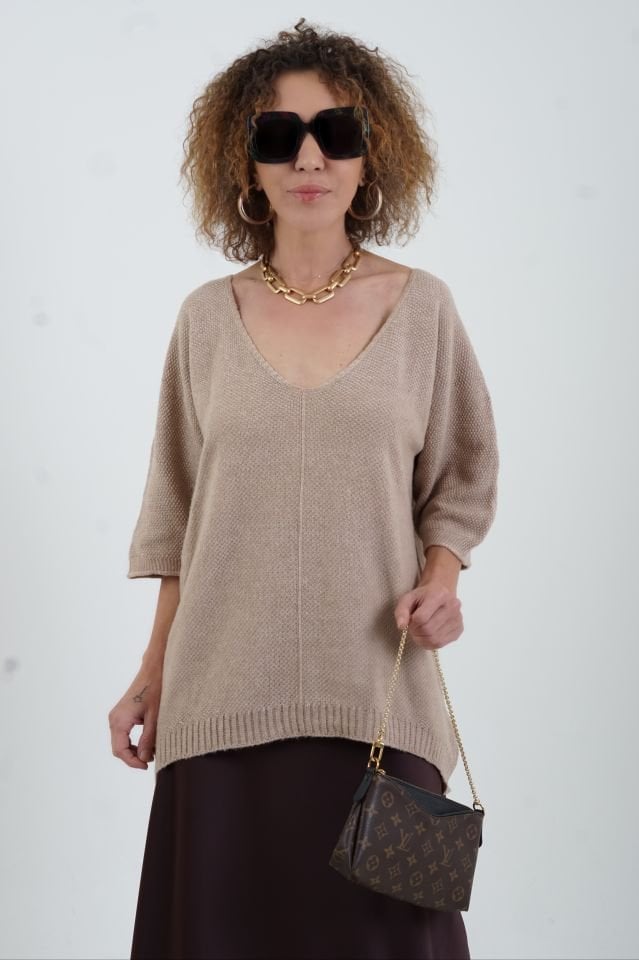 Camel Pina V Yaka Triko